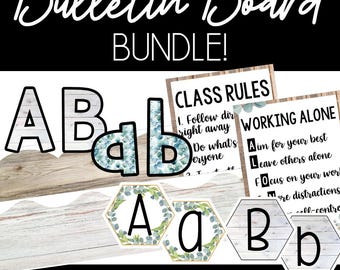 Printable Classroom Decor Rules Poster Editable Bulletin Board Set for Classroom Decor Back to School  Behavior Management Farmhouse Theme