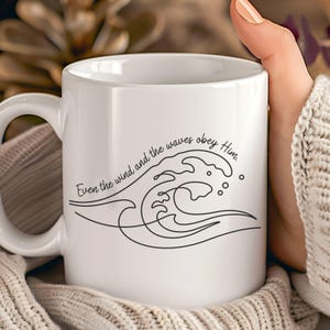 Christian Gift Idea Scripture Verse Bible Study Christian Mug Devotional Time Morning Prayer Faith Gift Modern Design Wave Pattern Ceramic