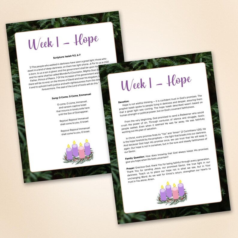 Advent Family Devotion Guide: Hope, Peace, Joy, Love (printable PDF) - Etsy