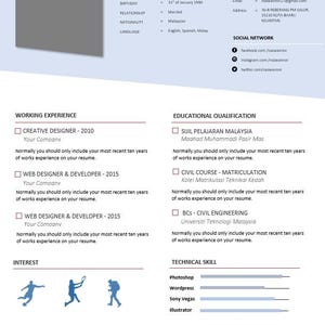 Peut inclure: Un modèle de CV avec des sections pour les informations personnelles, les coordonnées, l'expérience professionnelle, l'éducation et les compétences techniques. Le document comprend le nom Nazwan Bin Nor Azmi et ses coordonnées.