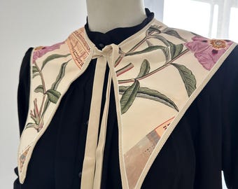 Abnehmbarer Kragen mit botanischem Rosenmuster im Vintage-Stil | Abnehmbarer Blumenkragen | Romantische Abaya mit falschem Kragen | Dezente Kleidung | Geschenk für Sie