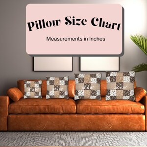 Mocha Floral Gingham Pillow Cover, Brown Checkered Pillow, Coffee Colored Cushion, Cozy 20x20 Pillowcase Decor | Patchwork-Inspired Design image 4