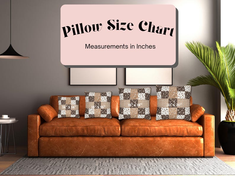 Mocha Floral Gingham Pillow Cover, Brown Checkered Pillow, Coffee Colored Cushion, Cozy 20x20 Pillowcase Decor | Patchwork-Inspired Design image 4