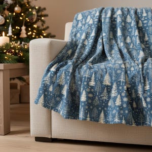 Blaue Weihnachtsbaum Samt Decke, Blaue Weihnachts Dekoration, Schneeflocke Decke, Weihnachten werfen, Kuscheldecke, gemütliches Geschenk