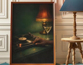 Vintage Afrocentric Wall Art, Retro Vinyl Dirty Martini Poster_ Sage Green Wall art