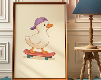 Silly Goose Print, Silly Goose Wall Art Print_ Retro Wall Art, Quirky Wall, Nursery Art, Cottage Core Decor