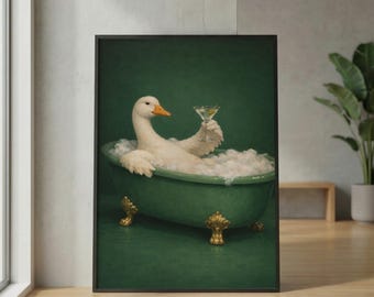Silly Goose Dirty Martini Bathroom Poster_ Sage Green Wall Art