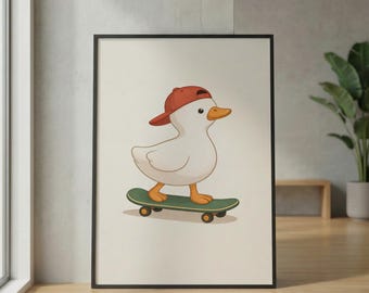 Silly Goose Print, Silly Goose Wall Art Print_ Retro Wall Art, Quirky Wall, Nursery Art, Cottage Core Decor