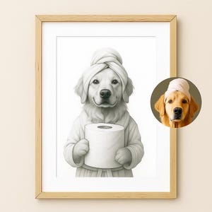 custom pet bathroom art, custom pet portrait,photo funny bathroom art,personalized dog wall art,personalized dog wall art,pet in bathtub