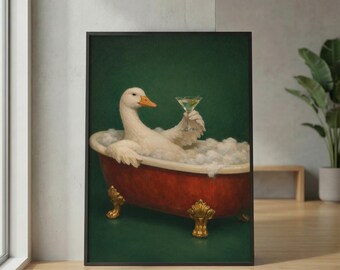 Silly Goose Dirty Martini Bathroom Poster_ Sage Green Wall Art