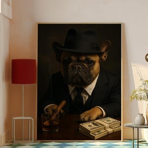 Custom Pet Portrait from Photo – Funny Dog Poster in Mafia Style – Personalized Dog Wall Art – Custom Pet Painting – Dog Owner Gift