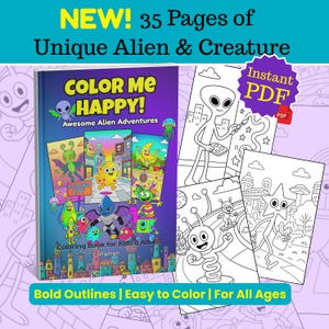 Printable Space Coloring Book, Alien & Robot Coloring Pages, Kids Activity for Birthday, Learning, and Homeschool Fun | PDF Download
