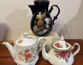 THREE Vintage Teapots all Made in Japan Cottage Core Style