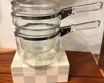Vintage Glass PYREX Flameware Double Broiler #3762