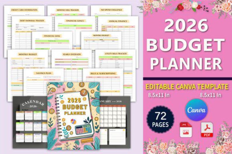2026 Budget Planner KDP Interior – Editable Canva Template, Monthly ...
