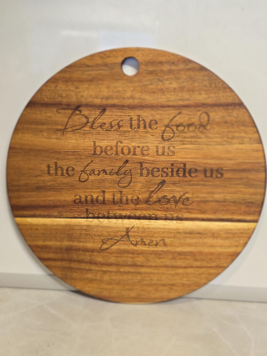 Round Engraved Acacia Wood Cutting Board - Etsy