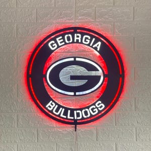 Georgia Bulldogs LED Light Sign, Lighted College Team Logo, Bulldogs LED Wall Decor, Football Fan Gift, Man Cave Sign