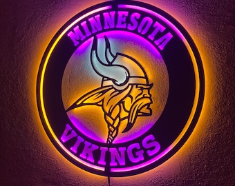 Minnesota Vikings LED Sign, Lighted Wall Art, Man Cave Sports Gift