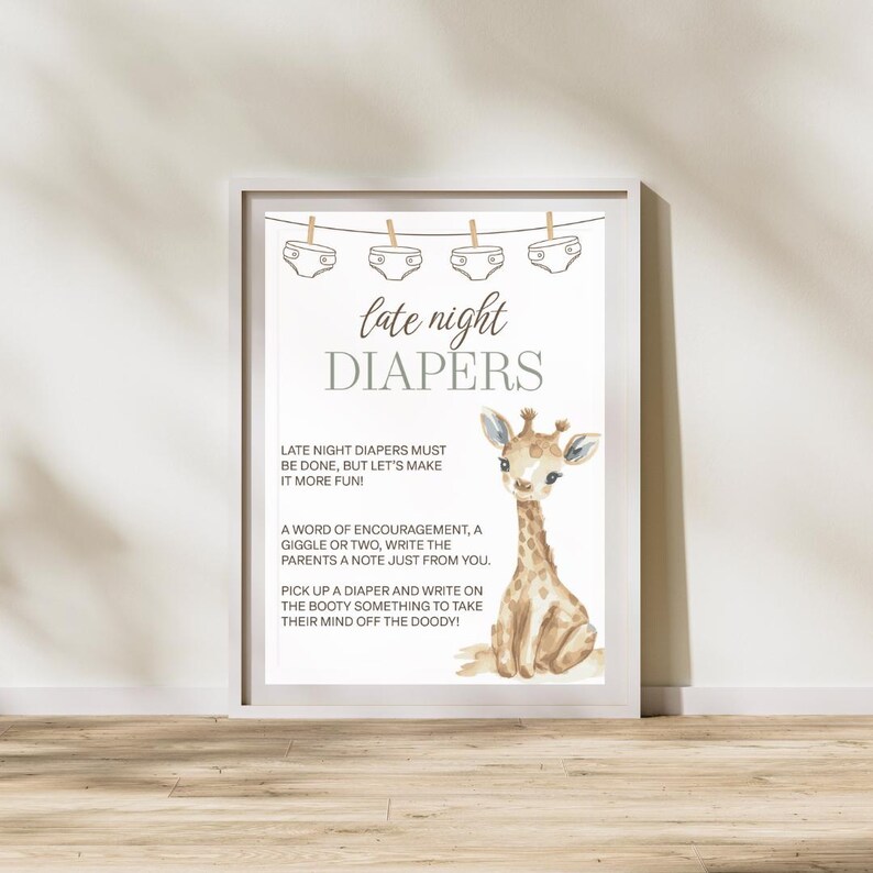 Funny Diaper Messages Sign – Baby Shower Game Printable – Late Night ...