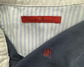 Camisa polo masculina Carolina Herrera, tamanho G, azul