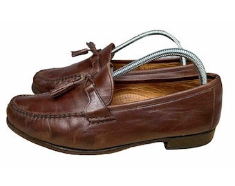 Allen Edmonds Urbino Brown  Calfskin Tassel Moccasins Loafers Men's Size 9 D