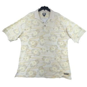 Camisa polo havaiana vintage Tommy Bahama masculina tamanho XL amarela com estampa floral e manga curta. imagem 3