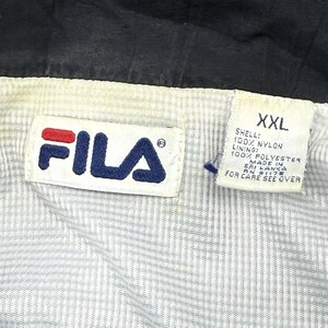 Kurtka wiatrówka FILA męska VTG, zielono-czarna, 2xl, Y2K, nylonowa, z zamkiem błyskawicznym w stylu retro zdjęcie 3