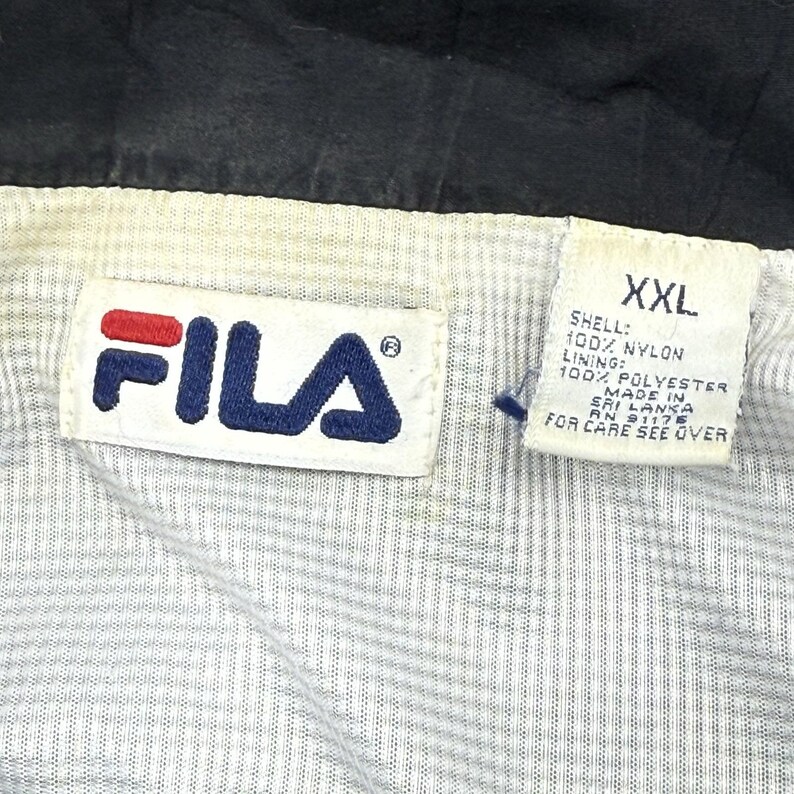 Kurtka wiatrówka FILA męska VTG, zielono-czarna, 2xl, Y2K, nylonowa, z zamkiem błyskawicznym w stylu retro zdjęcie 3