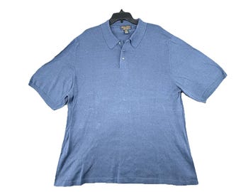 Brooks Brothers Knit Polo Shirt XL Blue Short Sleeve Mens