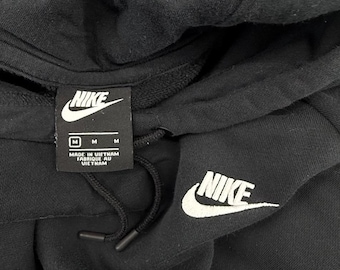Vintage Nike Black Pullover Hoodie Sweatshirt Size M Y2K Embroidered Swoosh