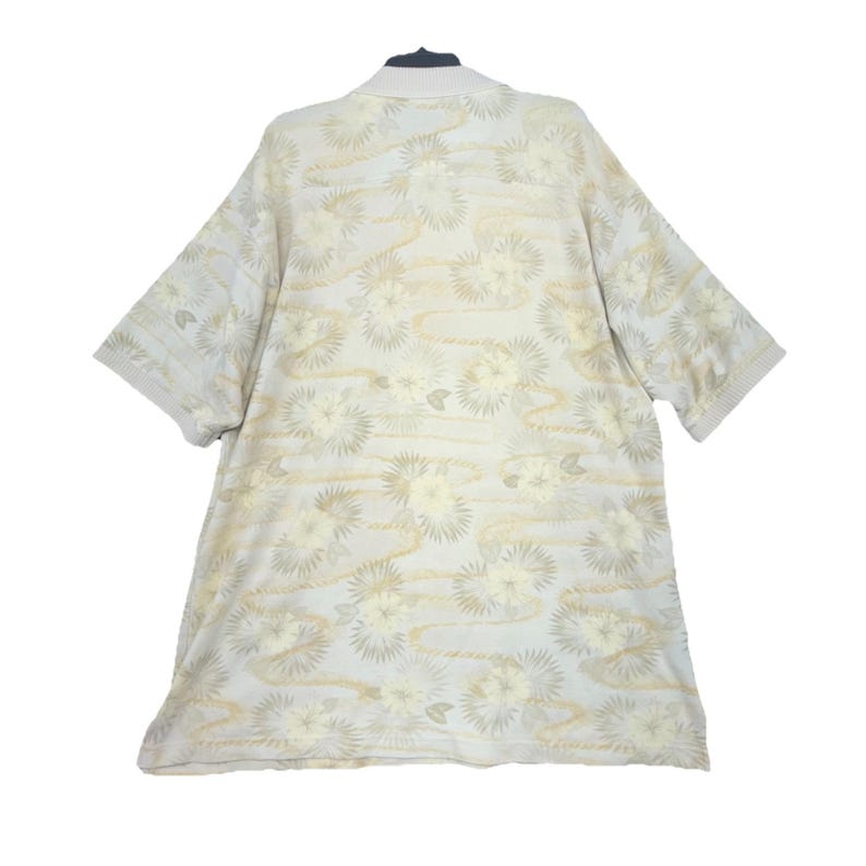 Camisa polo havaiana vintage Tommy Bahama masculina tamanho XL amarela com estampa floral e manga curta. imagem 7