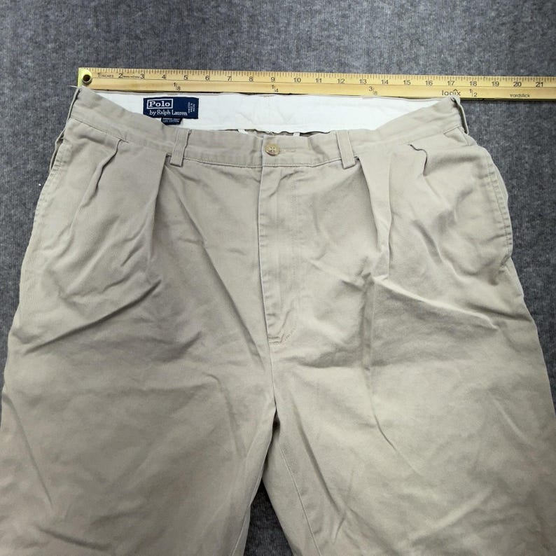 Pantalones vintage Polo Ralph Lauren chinos con doble pliegue Andrew, talla 35 x 32 imagen 6