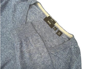 Hugo Boss Udrano Men's Extra Large XL Blue V-Neck Pullover