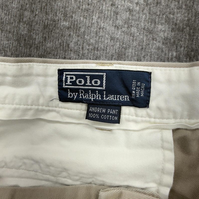 Pantalones vintage Polo Ralph Lauren chinos con doble pliegue Andrew, talla 35 x 32 imagen 4