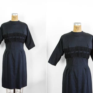 1950s Dress - 50s Dress - Navy Blue Sleeveless Dress And Cropped Jacket Set
