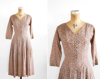 1950s Dress - 50s Dress - Fruit Print Party Dress
