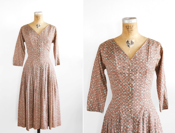 1950s Dress - 50s Dress - Fruit Print Party Dress