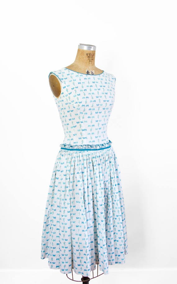 1950s Dress - 50s Dress - Butterfly Print Sleevel… - image 2