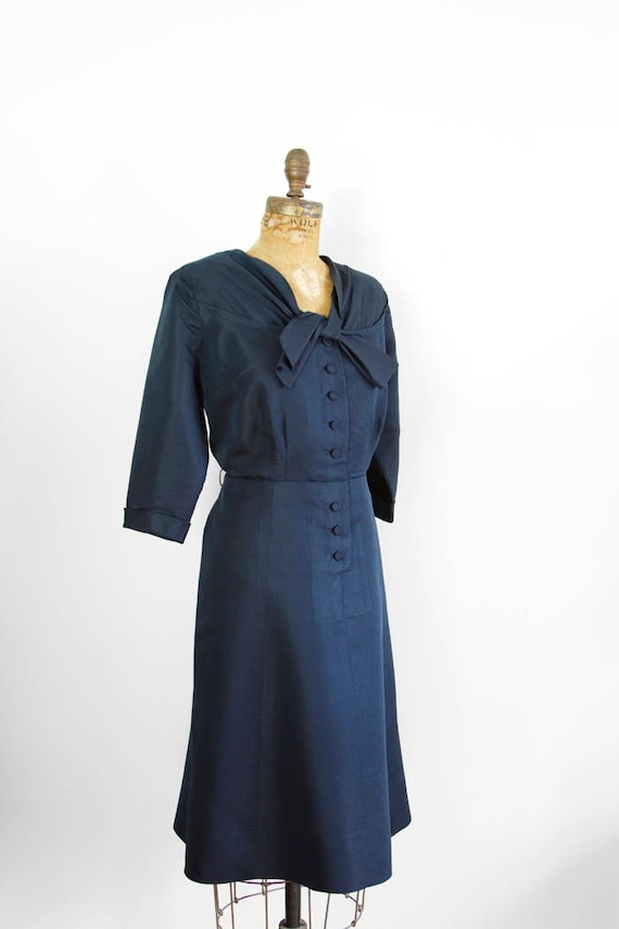 1950s Dress - 50s Dress - Navy Blue Saks Fifth Av… - image 2