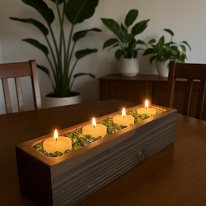 Candelabro de madera hecho a mano para velas de té, decoración del hogar, regalos de inauguración de la casa, regalos para ella, decoración de boda, decoración moderna, decoración rústica, regalos para mamá