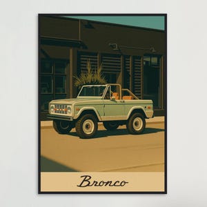 Vintage Ford Bronco Wall Art Print - Classic 4x4 Illustration | Retro Automotive Decor