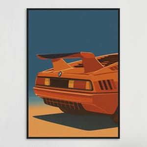 BMW M1 Art Print - Retro Motorsport Poster | Minimalist Supercar Wall Art | Classic BMW Illustration