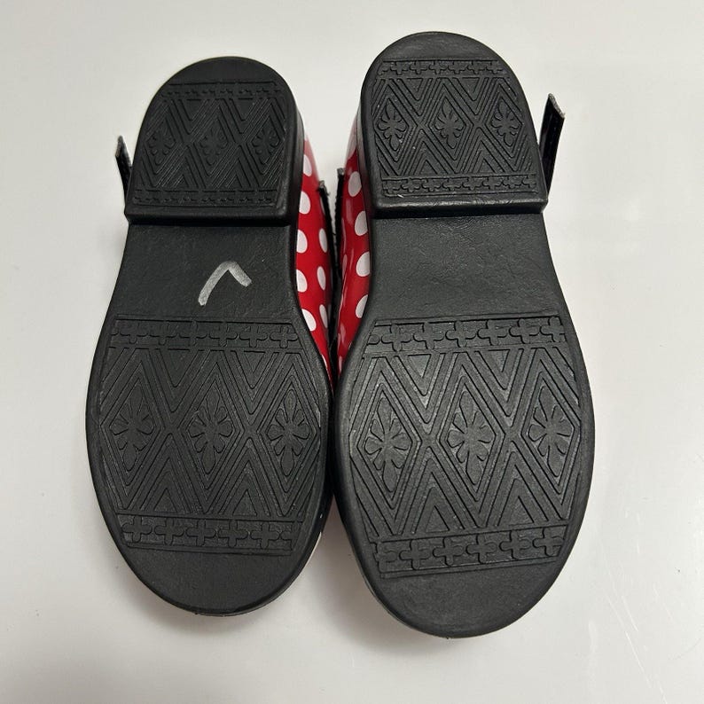 Vintage 90s Disney Kids Minnie Mouse Dress Shoes Girls Size 7 Bow Polka Dots image 6