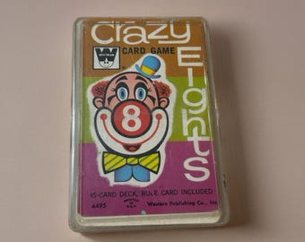 Vintage 1951 Whitman Publishing CRAZY EIGHTS Card Game w/Plastic Case
