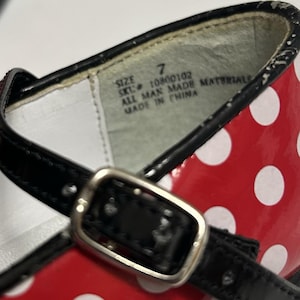 Vintage 90s Disney Kids Minnie Mouse Dress Shoes Girls Size 7 Bow Polka Dots image 8