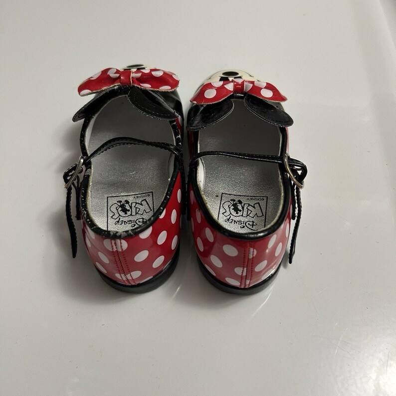Vintage 90s Disney Kids Minnie Mouse Dress Shoes Girls Size 7 Bow Polka Dots image 2