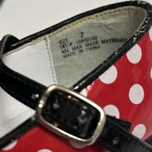 Vintage 90s Disney Kids Minnie Mouse Dress Shoes Girls Size 7 Bow Polka Dots image 8