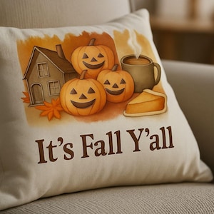 Autumn Pumpkin Pillow: Fall Decor Spun Polyester Cushion