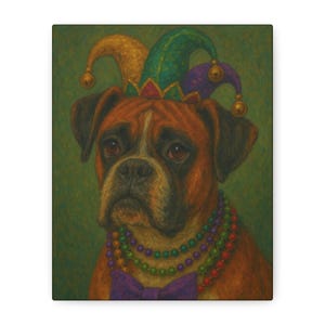 Canvas Art  Boxer Dog Print Pet Lovers Home Decor Vibrant Wall Hanging Unique Gift for Dog Lovers