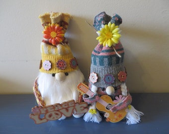 Hippie Gnomes - set of a boy and girl hippie gnomes - 60's, hippies, love and peace, great gift